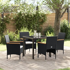 vidaXL Σετ κήπου 5 κομματιών  Μαύρο Poly Rattan