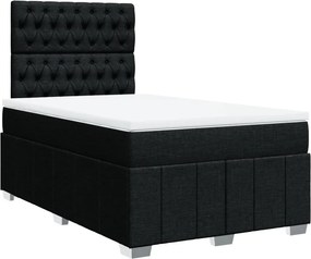 vidaXL Κρεβάτι Boxspring με Στρώμα Μαύρο 120x190 εκ. Υφασμάτινο