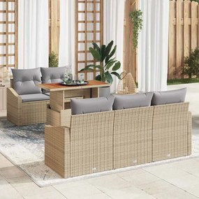 vidaXL Σέτ φαγητού για κήπο με μαξιλάρι 6 pcs Μπεζ και Γκρι
