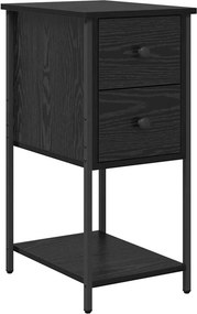 vidaXL Κομοδίνο Μαύρη δρυς 32 x 42 x 70 εκ Επεξεργασμένο ξύλο