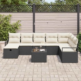 vidaXL Σετ Καναπέ Κήπου 8 pcs Μαύρο Πολυ ράταν