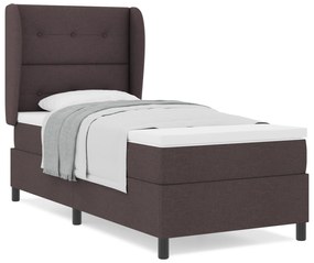 vidaXL Κρεβάτι με Στρώμα Στήριξης Σκούρο Καφέ 90x200 εκ. Υφάσματος