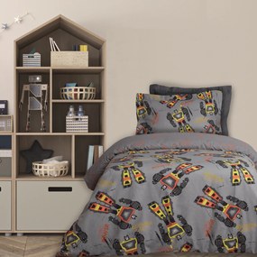 Σετ Σεντόνια Βαμβακερά Μονά 170x260εκ. Kid Line 4974 Grey Das Kids