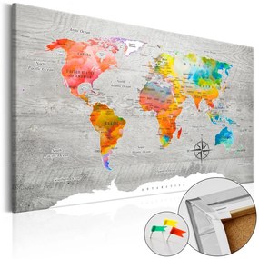 Πίνακας φελλού - Multicolored Travels [Cork Map] 120x80