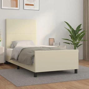 vidaXL Πλαίσιο Κρεβατιού με Κεφαλάρι Κρεμ 80x200 εκ. Συνθετικό Δέρμα