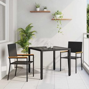 vidaXL Σέτ φαγητού για κήπο 3 pcs Μαύρο 90 x 90 x 75 cm