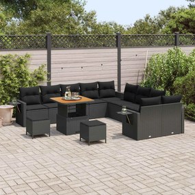 vidaXL Σετ Καναπέ Κήπου 13 pcs Μαύρο συνθετικό ρατάν
