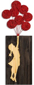 Διακοσμητικό Τοίχου Banksy Με Βρύο 899SKL2664 34x99cm Brown-Red Wallity Μέταλλο,Ξύλο