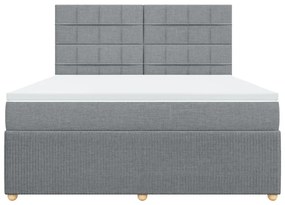 vidaXL Κρεβάτι Boxspring με Στρώμα Ανοιχτό Γκρι 180x200 εκ. Υφασμάτινο