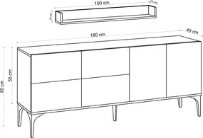 Μπουφές Δρυς Ζαφείρι STELLA 180x40x55