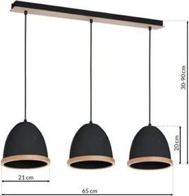 Κρεμαστό Φωτιστικό Studio 3xE27 Μαύρο