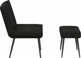 vidaXL Πολυθρόνα Relax Μαύρη Βελούδινη με Σκαμπό