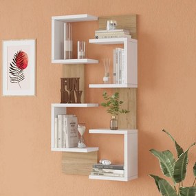 Ραφιέρα Τοίχου Pomar σε Φυσικό - Λευκό 47.2x14.5x92.5εκ. 47.2x14.5x92.5 εκ.