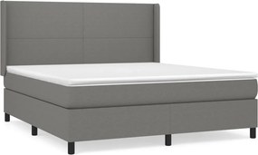 vidaXL Κρεβάτι Boxspring με Στρώμα Σκούρο Γκρι 180x200 εκ Υφασμάτιν