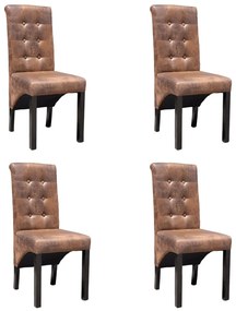 Καρέκλες Τραπεζαρίας 4 τεμ. Καφέ από Συνθετικό Δέρμα