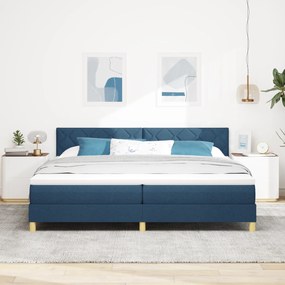vidaXL Κρεβάτι Box Spring με Στρώμα & LED Μπλε 200x200 εκ. Ύφασμα