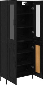 vidaXL Highboard Μαύρη Οξυά 69,5 x 34 x 180 εκ. Επεξεργασμένο Ξύλο