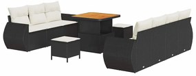 vidaXL Σετ Καναπέ Κήπου 10 pcs Μαύρο συνθετικό ρατάν