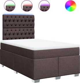 vidaXL Κρεβάτι Boxspring με Στρώμα Σκούρο Καφέ 120x200 εκ. Υφασμάτινο