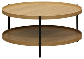 Τραπέζι σαλονιού Portogie pakoworld mdf φυσικό-μέταλλο μαύρο Φ80x40εκ Model: 260-000019