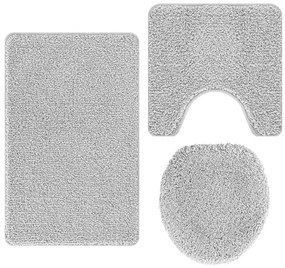 vidaXL Σετ Μάτ Μπάνιου Αντιολισθητικό 3 pcs Γκρι 50 x 50 cm PP