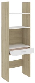 vidaXL Βιβλιοθήκη Λευκό/Sonoma Δρυς 60 x 35 x 180 εκ. από Μοριοσανίδα