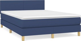 vidaXL Κρεβάτι Boxspring με Στρώμα Μπλε 140x190 εκ. Υφασμάτινο