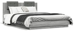 Πλαίσιο Κρεβατιού με Κεφαλάρι Γκρι Sonoma 150x200εκ. Επεξ. Ξύλο - Γκρι