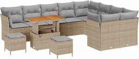 vidaXL Σετ Καναπέ Κήπου 12 pcs Μπεζ συνθετικό ρατάν