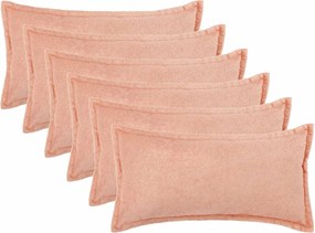 vidaXL Κάλυμμα Μαξιλαριού 6 pcs HOUTEN Ροζ 40 x 80 cm Μπουκλέ