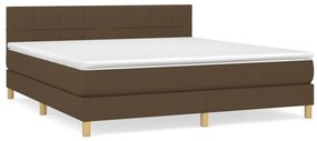 vidaXL Κρεβάτι Boxspring με Στρώμα Σκούρο Καφέ 180x200 εκ Υφασμάτινο