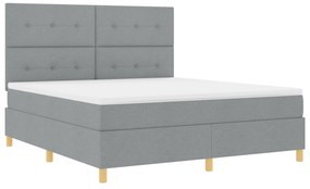 vidaXL Κρεβάτι με βάθρο  με στρώμα & LED Ανοιχτό Γκρι 180x200 εκ. Υφασμα