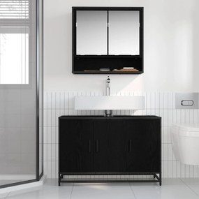 vidaXL Ντουλάπι Μπάνιου Μαύρη Οξυά 90 x 33 x 60 εκ. Επεξεργασμένο ξύλο