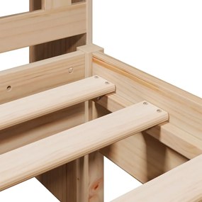 Κρεβάτι Βιβλιοθήκη Χωρίς Στρώμα 90x200 εκ Μασίφ Ξύλο Πεύκου - Καφέ