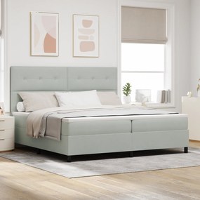 vidaXL Κρεβάτι με στρώμα Φωτεινό Γκρι 200x200 cm Βελούδο