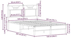 Πλαίσιο Κρεβατιού Χωρ. Στρώμα Sonoma Δρυς 120x200εκ. Επ. Ξύλο - Καφέ