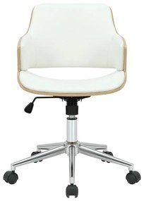 Καρέκλα γραφείου εργασίας Fern pakoworld PU λευκό ξύλο φυσικό - Μέταλλο - 106-000025
