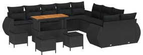 Σετ Καναπέ Κήπου με μαξιλάρι με αποθήκευση 14 pcs Μαύρο