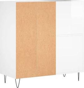 vidaXL Δισκοθήκη Γυαλιστερή Λευκή 84,5 x 38x 89 εκ. από Επεξεργ. Ξύλο