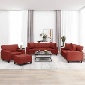 vidaXL Σαλόνι Σετ 4 Τεμαχίων Μπορντό από Συνθετικό Δέρμα με Μαξιλάρια