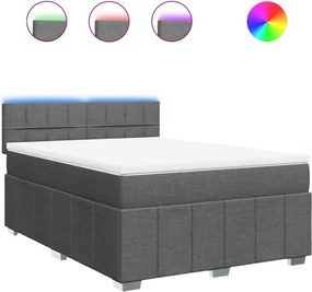 vidaXL Κρεβάτι Boxspring με Στρώμα Σκούρο Γκρι 160x200 εκ Υφασμάτινο
