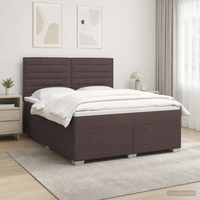 vidaXL Κρεβάτι box spring με στρώμα Σκούρο Καφέ 140 x 190 cm Ύφασμα