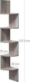 Γωνιακή Βιβλιοθήκη Τοίχου 5 Θέσεων (20x20x127.5) Vasagle LBC072M01