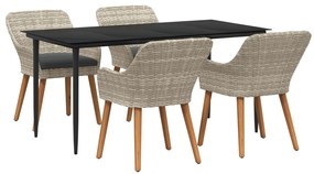 vidaXL Σετ τραπεζαρίας 5 pcs Ανοιχτό γκρι και Μαύρο Large