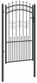 vidaXL Πύλη Φράχτη με Στρογγυλή Κορυφή Γκρι 103 x 175 cm Ατσάλι