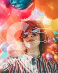 Intra Συλλεκτικό Ξύλινο Παζλ Plywood 4mm - Γυναίκα με πολύχρωμα μπαλόνια Σε Ξύλινο Κουτί - Διαστάσεις Puzzle: 10x10 cm – 25 κομμάτια