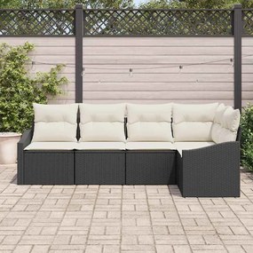 vidaXL Σετ Καναπέ Κήπου 5 pcs Μαύρο Πολυ ράταν