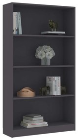 vidaXL Βιβλιοθήκη με 4 Ράφια Γκρι 80 x 24 x 142 εκ. από Μοριοσανίδα