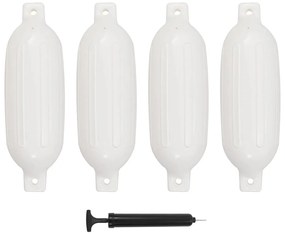 vidaXL Προφυλακτήρες Σκάφους 4 τεμ. Λευκοί 58,5 x 16,5 εκ. από PVC