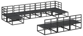 vidaXL Σετ Καναπέ Κήπου 10 pcs Μαύρο 353 x 141.5 x 71 εκ Αλουμίνιο